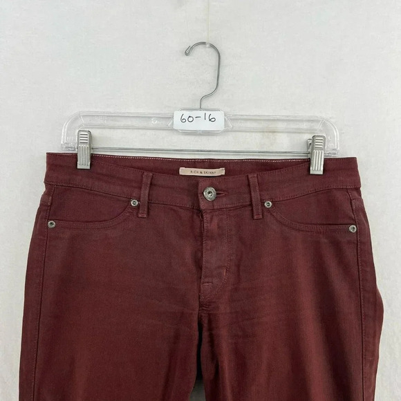 Rich & Skinny Jeans Women's Sz 28 Red Skinny Mid-Rise Regular Fit Stretch USA - Picture 13 of 13
